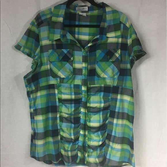 Jamie Nicole Collection size 24 back embellished green blue short sleev… - Picture 1 of 7